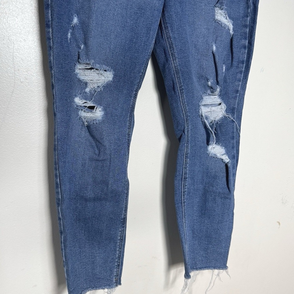 Old Navy Rockstar Super Skinny Jeans Womens 14 Short Distressed Blue Mid Rise - Picture 3 of 6